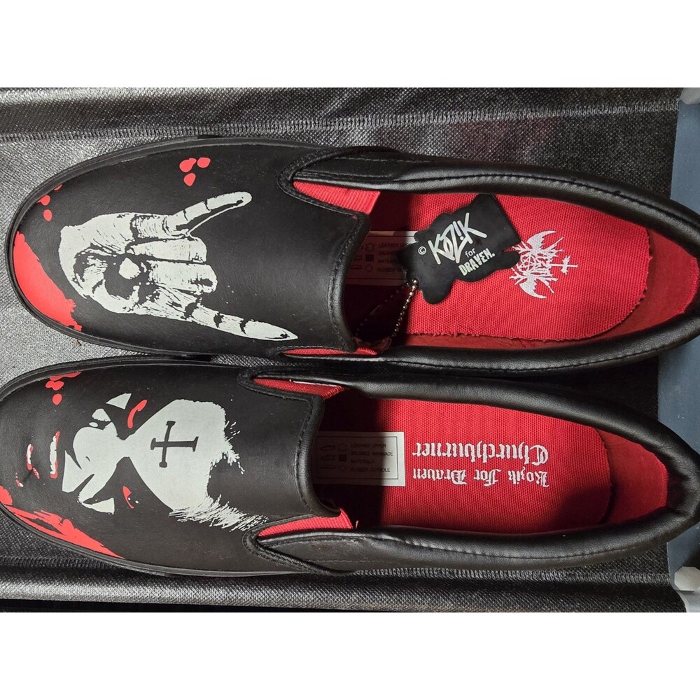 DRAVEN KOZIK CHURCHBURNERS slip-on canvas shoes size 10.5